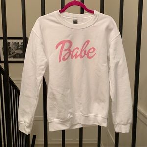 Pink Lily White Babe Sweatshirt